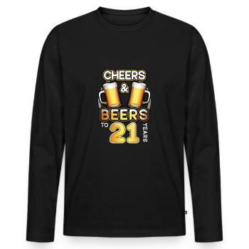 Cheers & Beeren bis 21, drehen 21. Geburtstag Abschlag - Männer Premium Bio Langarmshirt - Schwarz - Vorne - Nico (187cm)