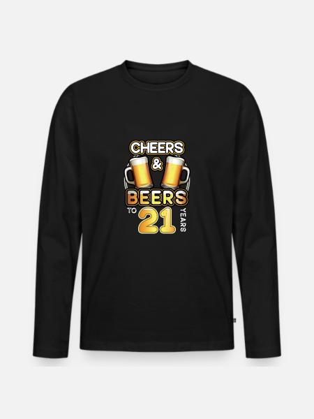 Cheers & Beers to 21 years, turn 21th birthday tee - Maglia a manica lunga ecologica premium da uomo - nero