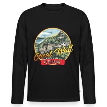 Chinesische Mauer China Wunder Denkmal Peking - Männer Premium Bio Langarmshirt - Schwarz - Vorne - Nico (187cm)