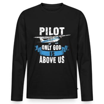 Propeller Flugzeug Pilot Flieger - Männer Premium Bio Langarmshirt - Schwarz - Vorne - Nico (187cm)
