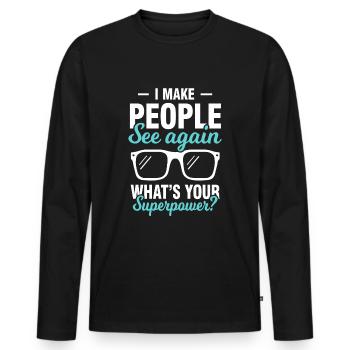 Optician optician Ophthalmologist Ophthalmologist - Men's Premium Organic Long Sleeve Shirt - black - Front - Nico (187cm)