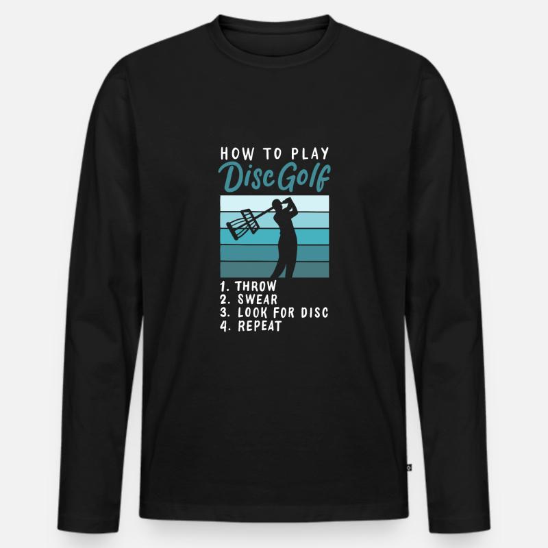 Disc Golf Retro - Männer Premium Bio Langarmshirt - Schwarz