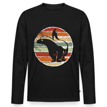 Retro Honigdachs Vintage Honigdachs - Männer Premium Bio Langarmshirt - Schwarz - Vorne - Nico (187cm)