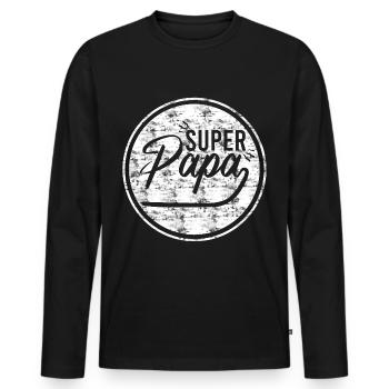 superpapa - T-shirt manches longues Premium bio Homme - noir - Devant - Nico (187cm)