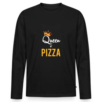 Chemise à pizza reine drôle, chemise d’été d’amant de pizza - T-shirt manches longues Premium bio Homme - noir - Devant - Nico (187cm)