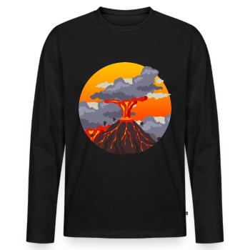 Vulkan - Männer Premium Bio Langarmshirt - Schwarz - Vorne - Nico (187cm)