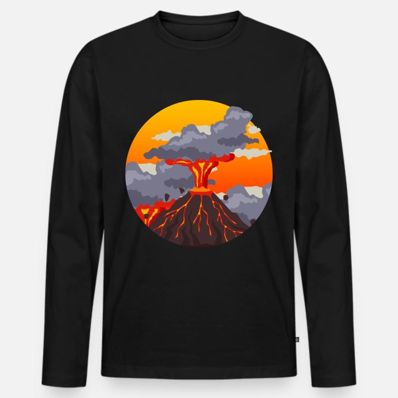 Vulkan - Männer Premium Bio Langarmshirt - Schwarz