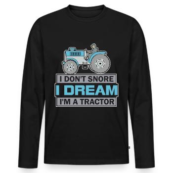 Snoring tractor - Men's Premium Organic Long Sleeve Shirt - black - Front - Nico (187cm)