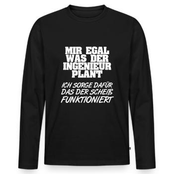 Zerspanungsmechaniker CNC Dreher Fräser - Männer Premium Bio Langarmshirt - Schwarz - Vorne - Nico (187cm)