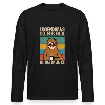 Irgendwas ist hier faul Faultier Büro Kollegen - Männer Premium Bio Langarmshirt - Schwarz - Vorne - Nico (187cm)