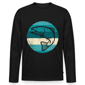 Trout Angler Fishing Fishermen Fishing - Men's Premium Organic Long Sleeve Shirt - black - Front - Nico (187cm)