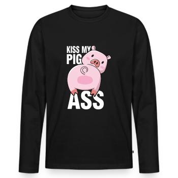 Pigs Butt Pig - Men's Premium Organic Long Sleeve Shirt - black - Front - Nico (187cm)
