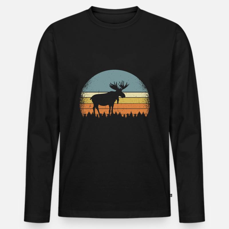 Elch Elche Elchkuh Geweih Geschenkidee - Männer Premium Bio Langarmshirt - Schwarz
