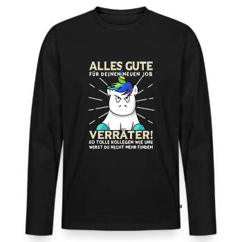 Jobwechsel Kollegen Abschied Arbeitskollegen - Männer Premium Bio Langarmshirt - Schwarz - Vorne - Nico (187cm)