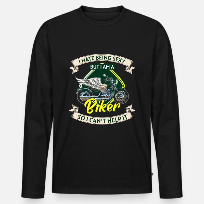 Biker Chopper Rock - Männer Premium Bio Langarmshirt - Schwarz