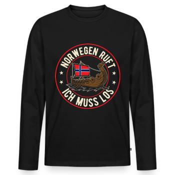 Norwegen ruft Wikinger Flagge Skandinavien - Männer Premium Bio Langarmshirt - Schwarz - Vorne - Nico (187cm)