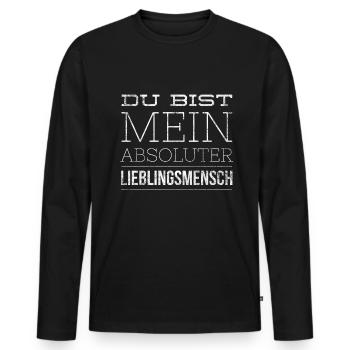 Du bist mein absoluter Lieblingsmensch Spruch - Männer Premium Bio Langarmshirt - Schwarz - Vorne - Nico (187cm)