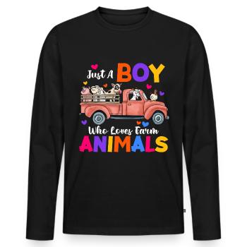 Farm Boy Love Farm Animals Gift - Men's Premium Organic Long Sleeve Shirt - black - Front - Nico (187cm)
