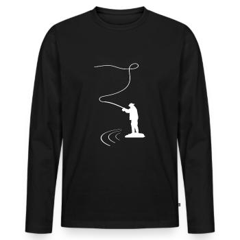 Fishing Angler Fisherman Petri Heil - Men's Premium Organic Long Sleeve Shirt - black - Front - Nico (187cm)