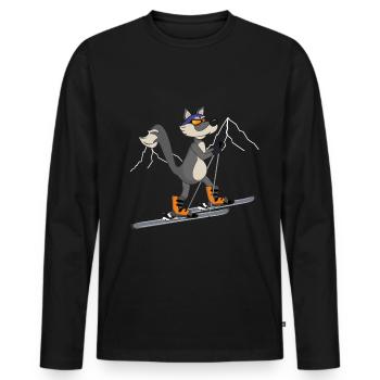 Skitour Ski Wolf - Männer Premium Bio Langarmshirt - Schwarz - Vorne - Nico (187cm)
