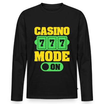 Mode fan de jeu sur casino - T-shirt manches longues Premium bio Homme - noir - Devant - Nico (187cm)
