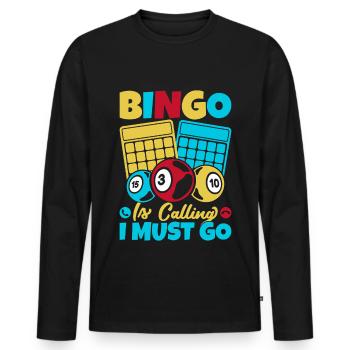 Jeu de bingo Bingo Is Calling Must Go Bingo - T-shirt manches longues Premium bio Homme - noir - Devant - Nico (187cm)