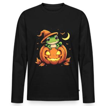Pumpkin Frog Ribbooobit - Men's Premium Organic Long Sleeve Shirt - black - Front - Nico (187cm)