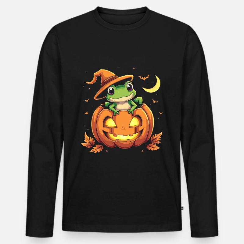 Kürbisfrosch Ribbooobit - Männer Premium Bio Langarmshirt - Schwarz