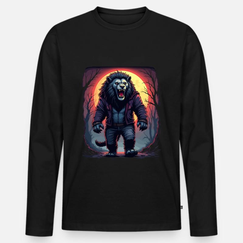 Werwolf-Löwe – Roooarghhhh! - Männer Premium Bio Langarmshirt - Schwarz