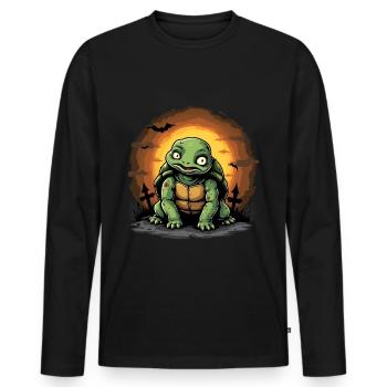 Zombie Turtle Halloween Turtle Lover - Men's Premium Organic Long Sleeve Shirt - black - Front - Nico (187cm)