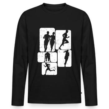 Marathon Types Motivation Running Gift - Männer Premium Bio Langarmshirt - Schwarz - Vorne - Nico (187cm)