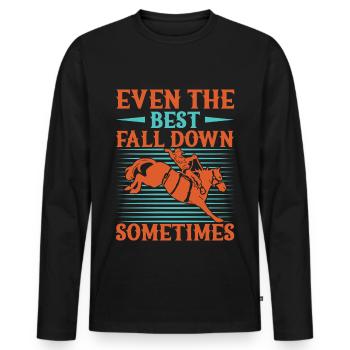 Western Rider Even The Best Fall Down Cowgirls - Men's Premium Organic Long Sleeve Shirt - black - Front - Nico (187cm)