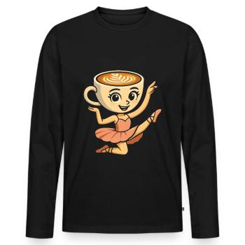 Brainrot Ballerina Cappuccina – Lustiges Meme - Männer Premium Bio Langarmshirt - Schwarz - Vorne - Nico (187cm)