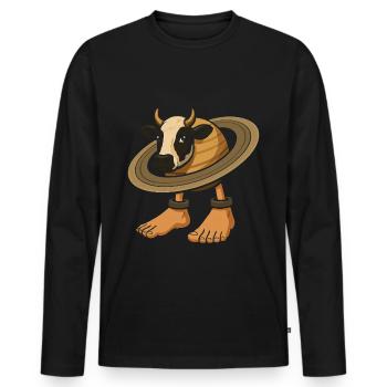Brainrot La Vaca Saturno Saturnita – Funny Meme - Men's Premium Organic Long Sleeve Shirt - black - Front - Nico (187cm)