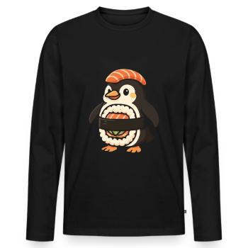 Brainrot Sigma Boy – Lustiges Meme - Männer Premium Bio Langarmshirt - Schwarz - Vorne - Nico (187cm)