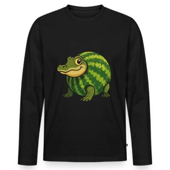 Brainrot Glorbo Fruttodrillo – Lustiges Meme - Männer Premium Bio Langarmshirt - Schwarz - Vorne - Nico (187cm)