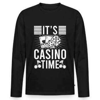 Casino Gambler It´s Casino Time Gambling - Männer Premium Bio Langarmshirt - Schwarz - Vorne - Nico (187cm)
