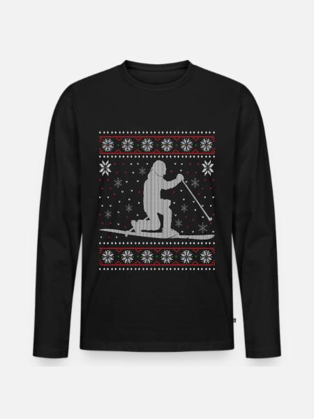 Telemark - Ugly Christmas - Men's Premium Organic Long Sleeve Shirt - black