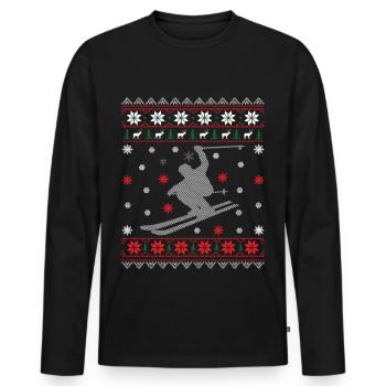 Ski - Noël laid - T-shirt manches longues Premium bio Homme - noir - Devant - Nico (187cm)
