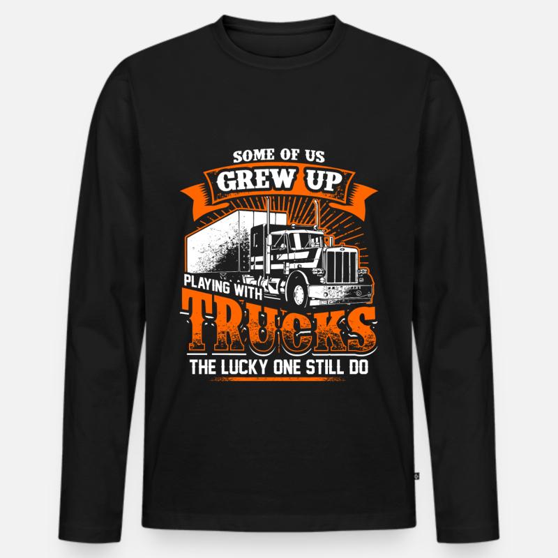 Grew Up - Trucker - EN - Männer Premium Bio Langarmshirt - Schwarz