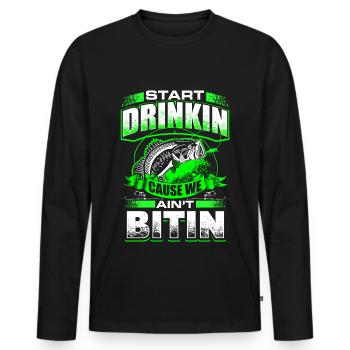 Start Drinkin - Fishing - EN - T-shirt manches longues Premium bio Homme - noir - Devant - Nico (187cm)