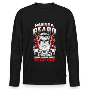 Having A Beard Means - EN - Männer Premium Bio Langarmshirt - Schwarz - Vorne - Nico (187cm)