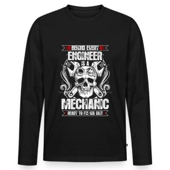 Mechanic ready to fix shit - EN - Männer Premium Bio Langarmshirt - Schwarz - Vorne - Nico (187cm)