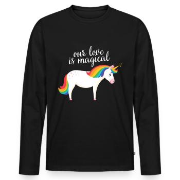 Our Love Is Magical - Men's Premium Organic Long Sleeve Shirt - black - Front - Nico (187cm)