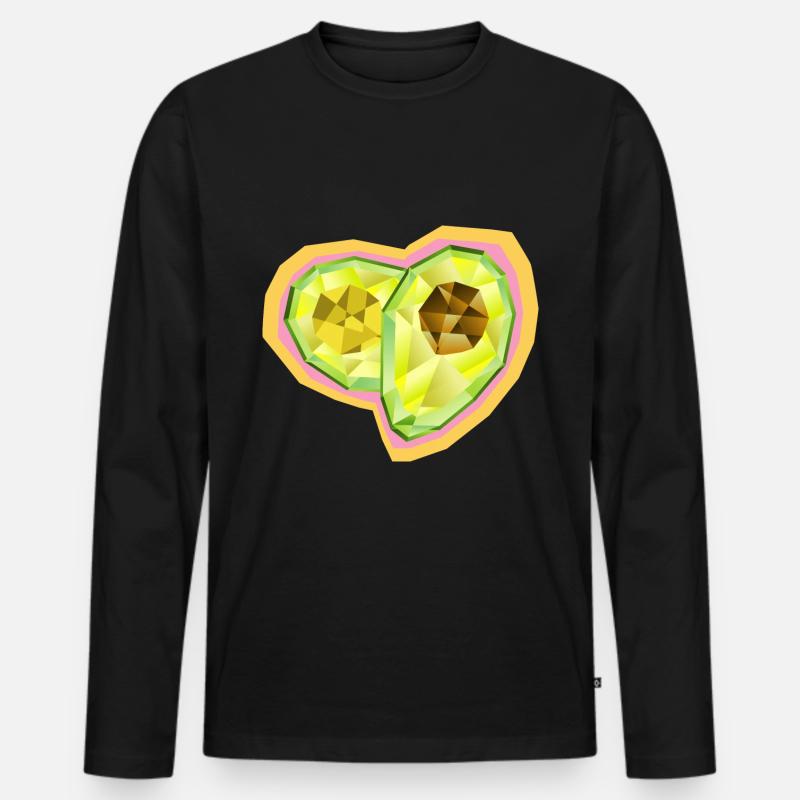 Avocado - Männer Premium Bio Langarmshirt - Schwarz