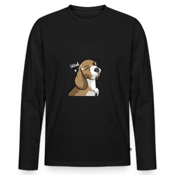 Beagle Teckel clin d'oeil idée cadeau - T-shirt manches longues Premium bio Homme - noir - Devant - Nico (187cm)