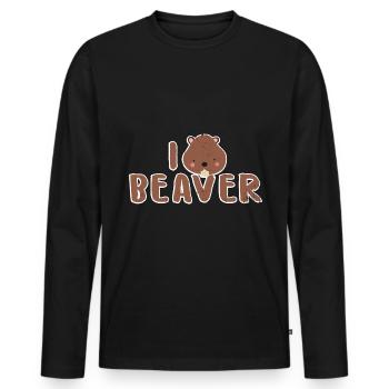 Biber - Männer Premium Bio Langarmshirt - Schwarz - Vorne - Nico (187cm)