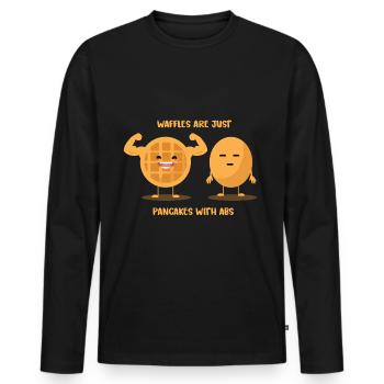 Waffeln Süßigkeit Bodybuilding fett Witz Geschenk - Männer Premium Bio Langarmshirt - Schwarz - Vorne - Nico (187cm)