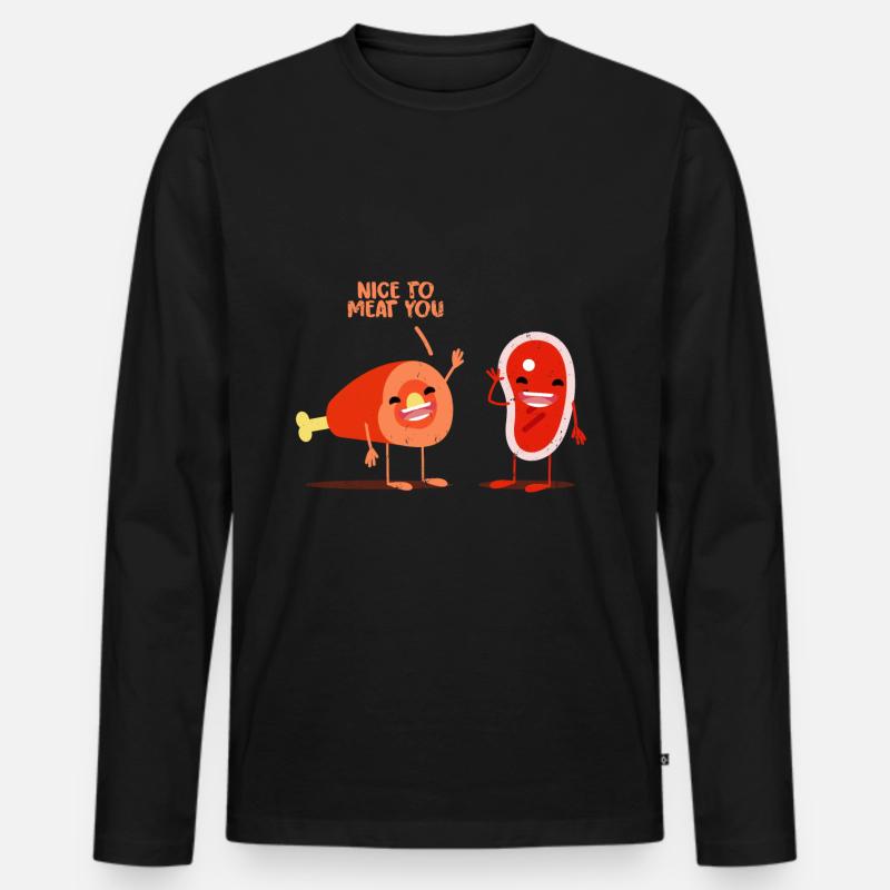 Steak - Männer Premium Bio Langarmshirt - Schwarz