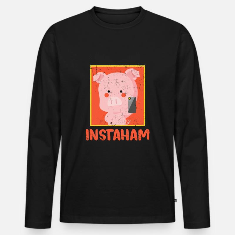 Insta - Männer Premium Bio Langarmshirt - Schwarz